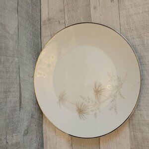 Vintage Mikasa Bon Air Round Platter Silver Rim Floral Design 12 Inches